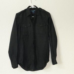 Ralph Lauren Women Blue Label 100% Linen Button down Top Size 2